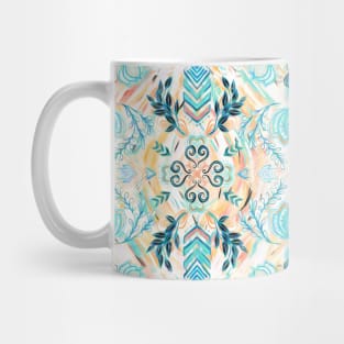 Abstract Painted Boho Pattern in Cyan & Teal Mug